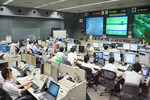 筑波宇宙センターの「きぼう」運用管制室