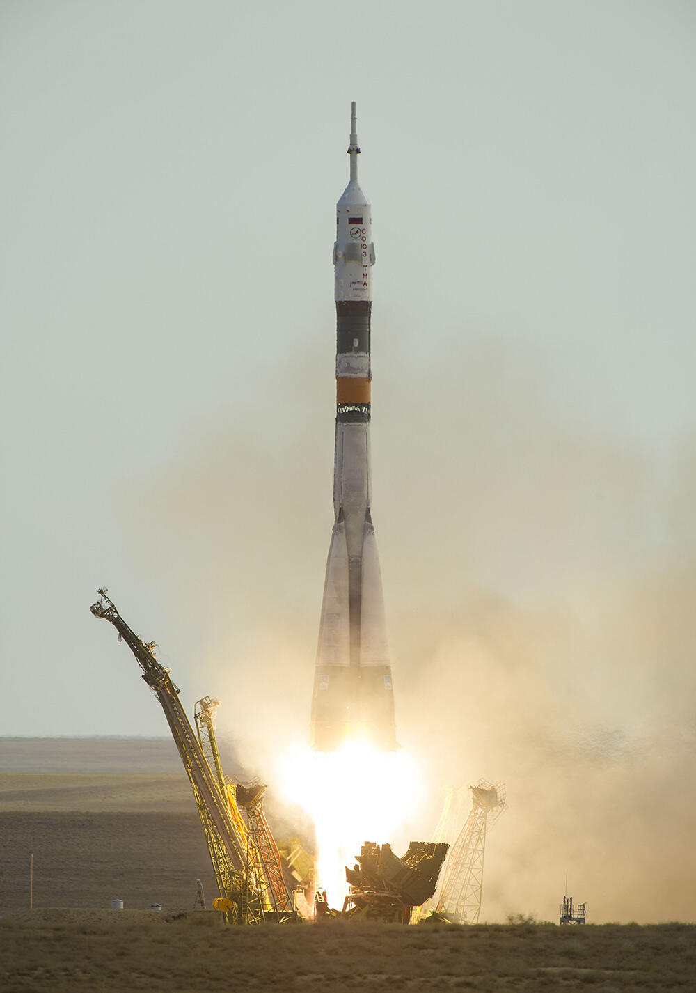 星出宇宙飛行士らが搭乗したソユーズ宇宙船の打ち上げ。