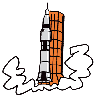 アポロ計画でも活躍した 「サターンV」は、
																	宇宙を志したきっかけのひとつ。
																	